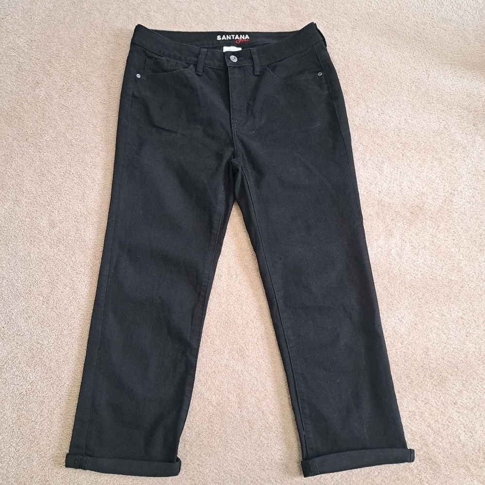 Santana Jeans Women's Size 10 Black Cropped Stretch Denim Straight Leg